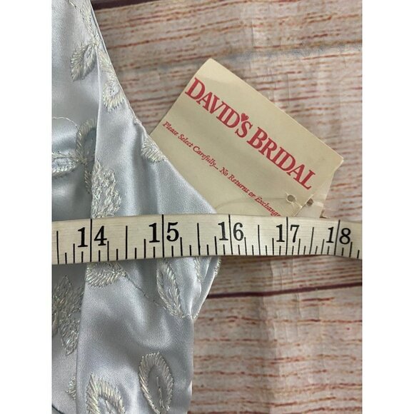 NWT Michaelangelo David's Bridal Ice Blue Satin Sleeveless Dress - 12 - Picture 7 of 14